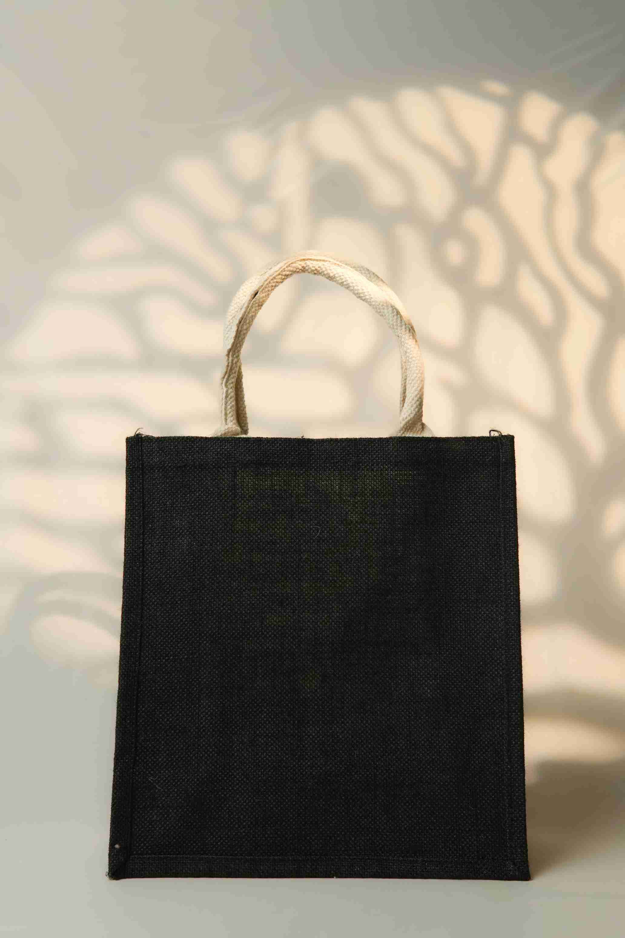 Black Jute Bag with Contrast handles