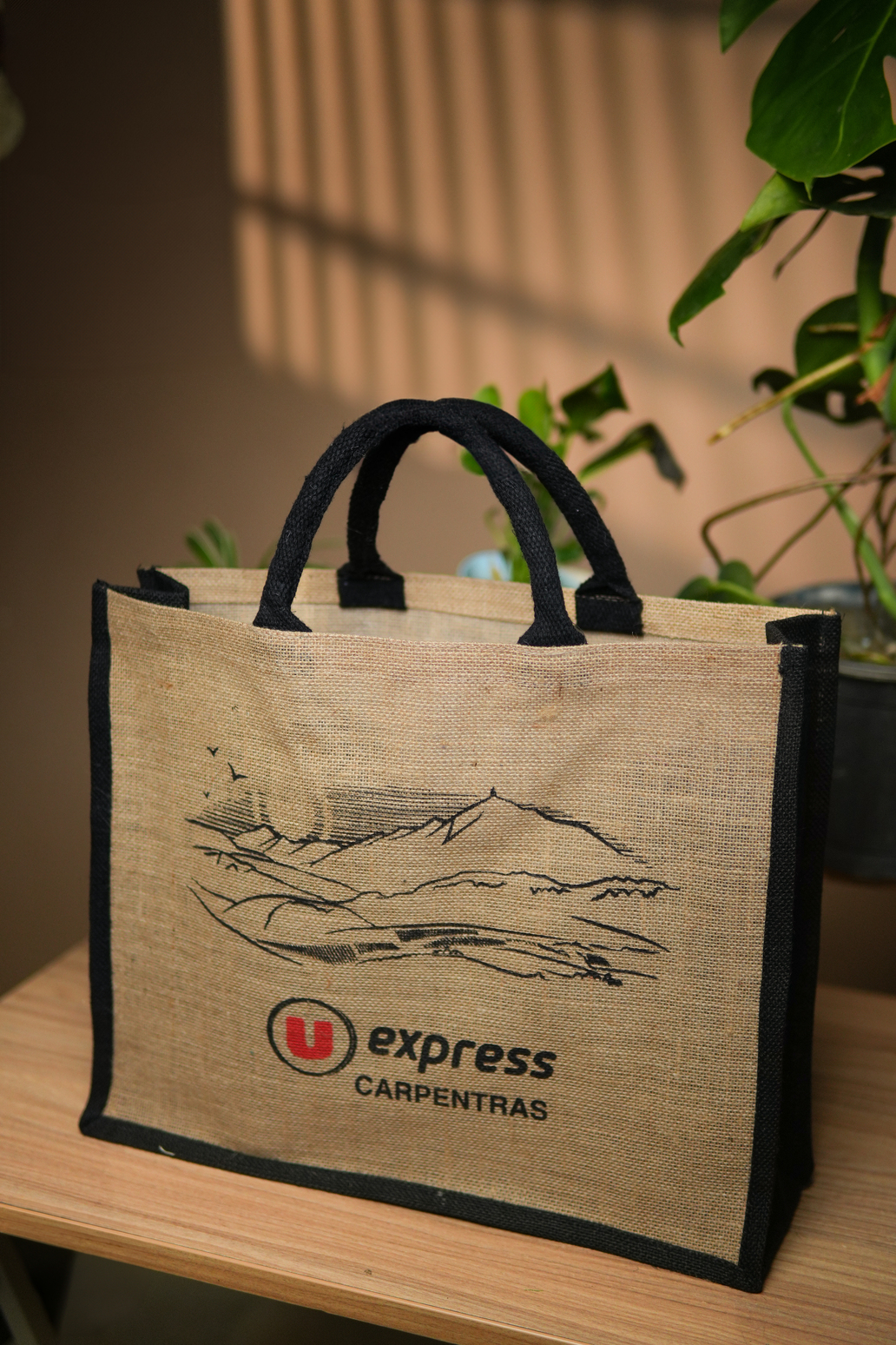 Natural Contrast Handle promotional Jute Bag